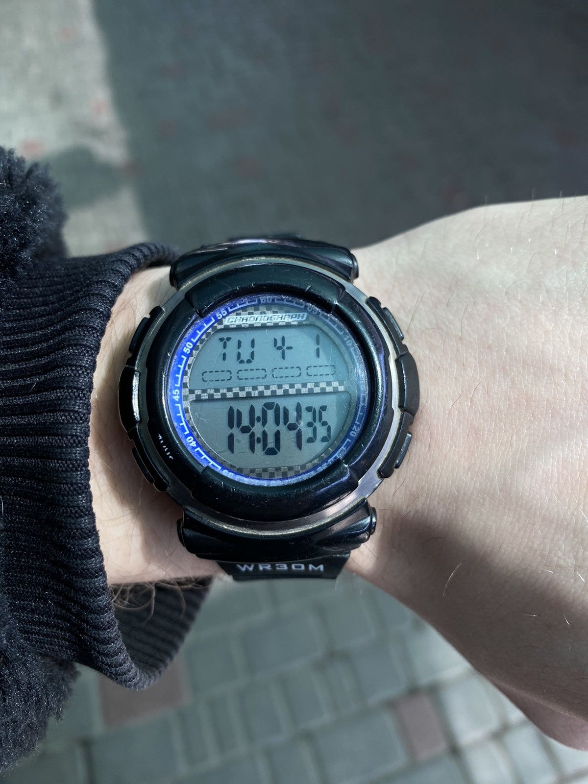 Vintage Black Digital Chronograph Sport Watch WR 10BAR Size ONE SIZE - 2 Thumbnail