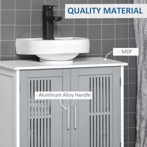 Designer × Homemade kleankin Modern Under Sink Cabinet with 2 Doors, Pedestal Un Size US L / EU 52-54 / 3 - 7 Thumbnail