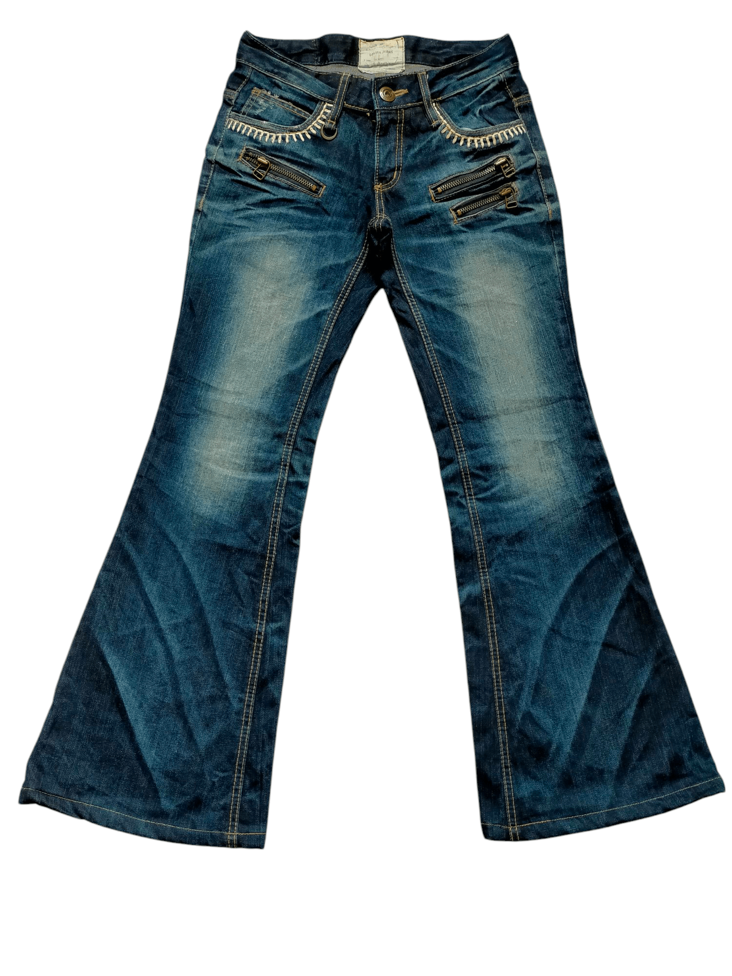 If Six Was Nine × Japanese Brand Flare Jeans Lolita Multizipped Buckle back boot cut Denim Size US 29 - 2 Thumbnail