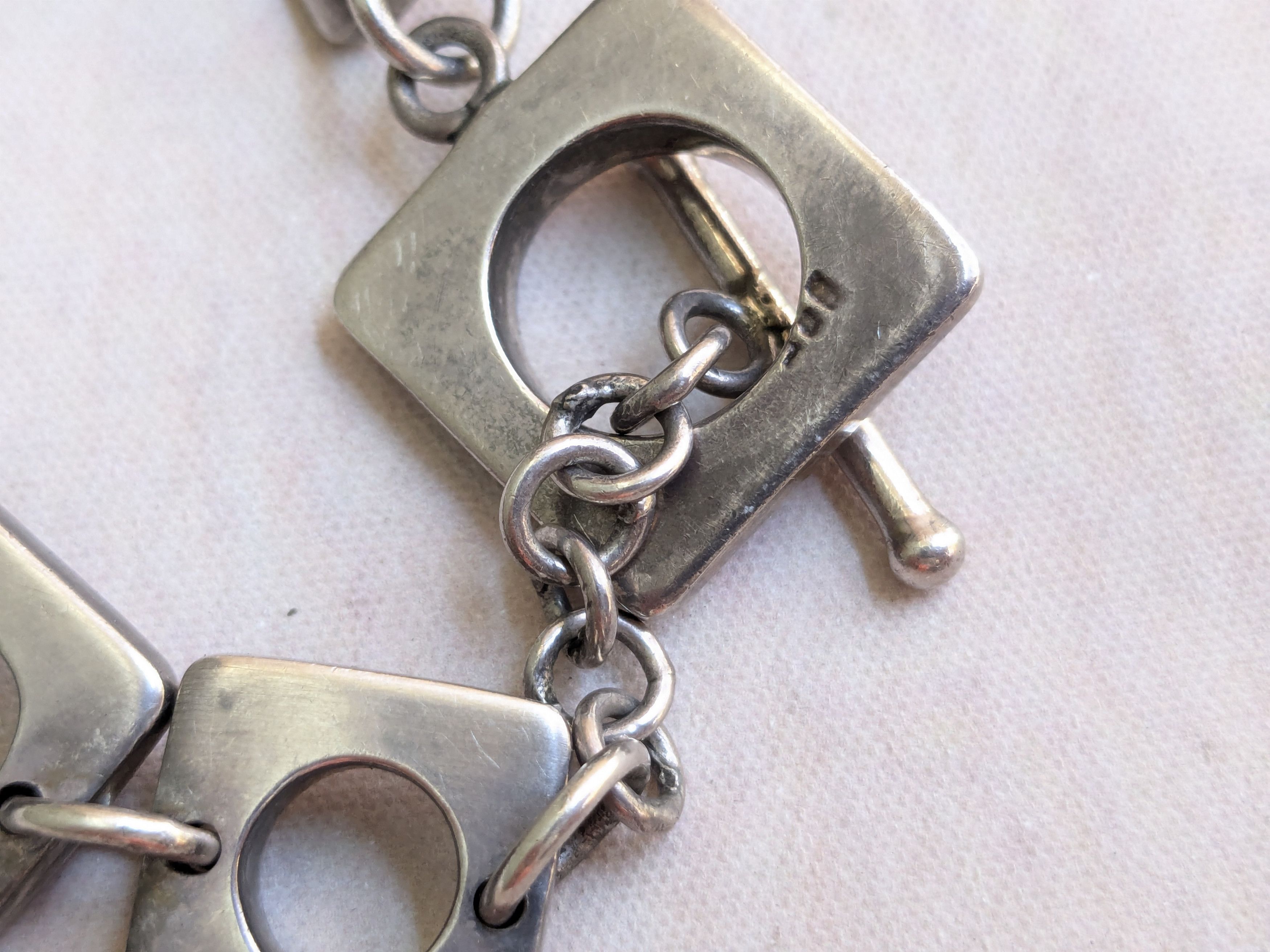 Vintage Vintage Sterling Silver Bracelet Cushion Square Round Size ONE SIZE - 15 Thumbnail
