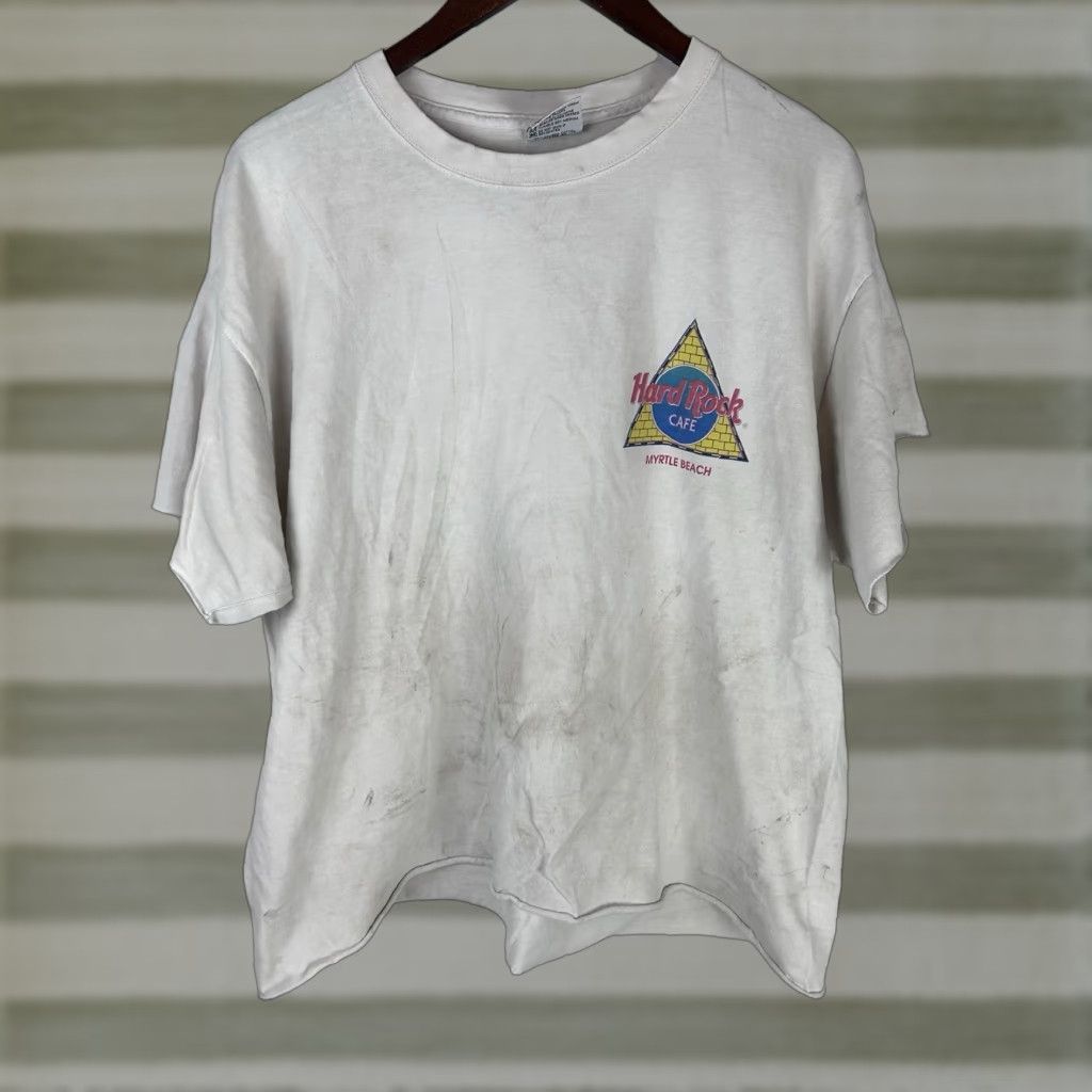 Hard Rock Cafe VINTAGE Hard Rock Cafe Shirt XL White Mens Thrashed Myrtle Beach Shirt Size US XL / EU 56 / 4 - 1 Thumbnail