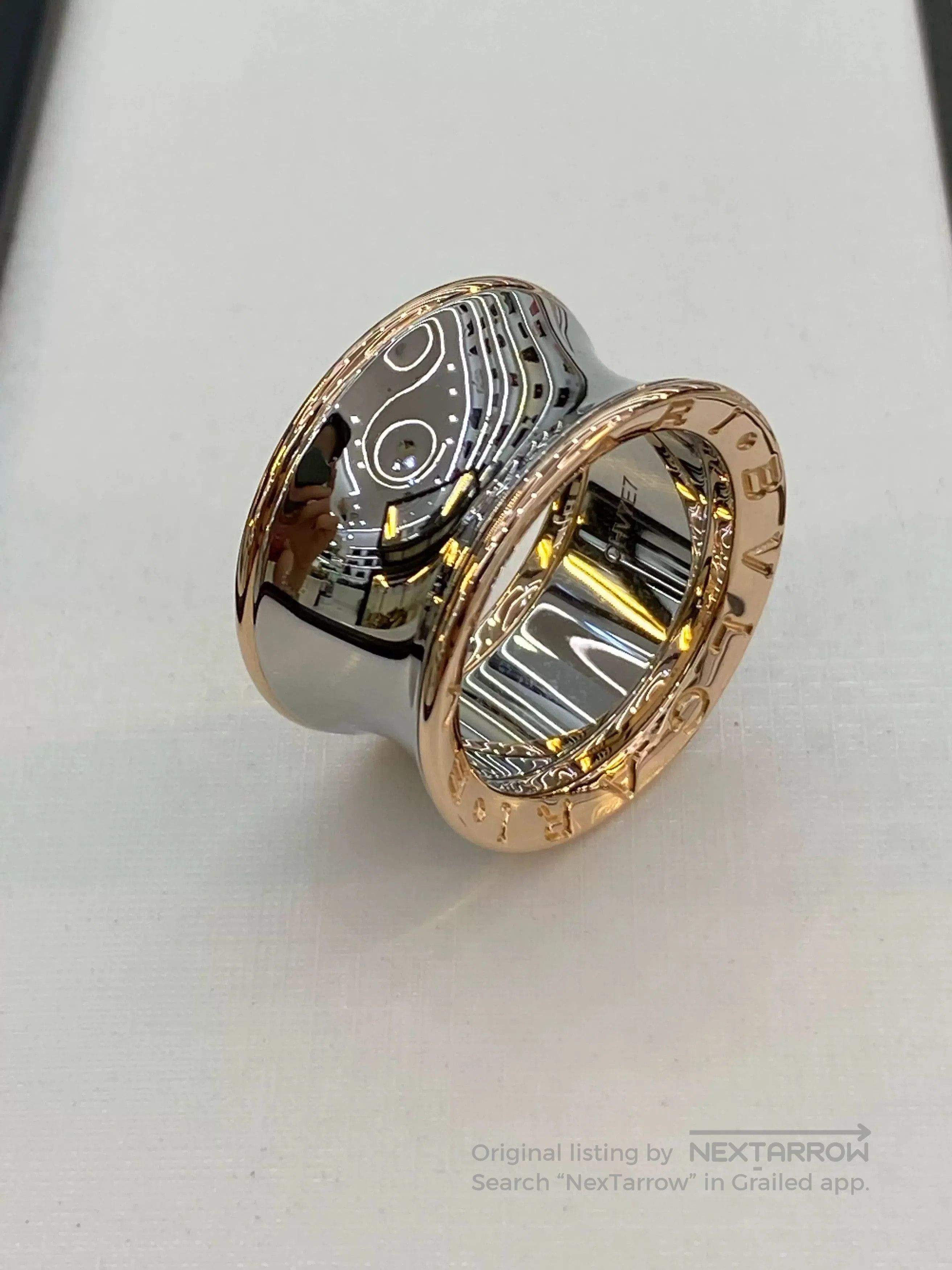 Bvlgari Bvlgari 18k Rose Gold Steel Ring. Size ONE SIZE - 4 Thumbnail
