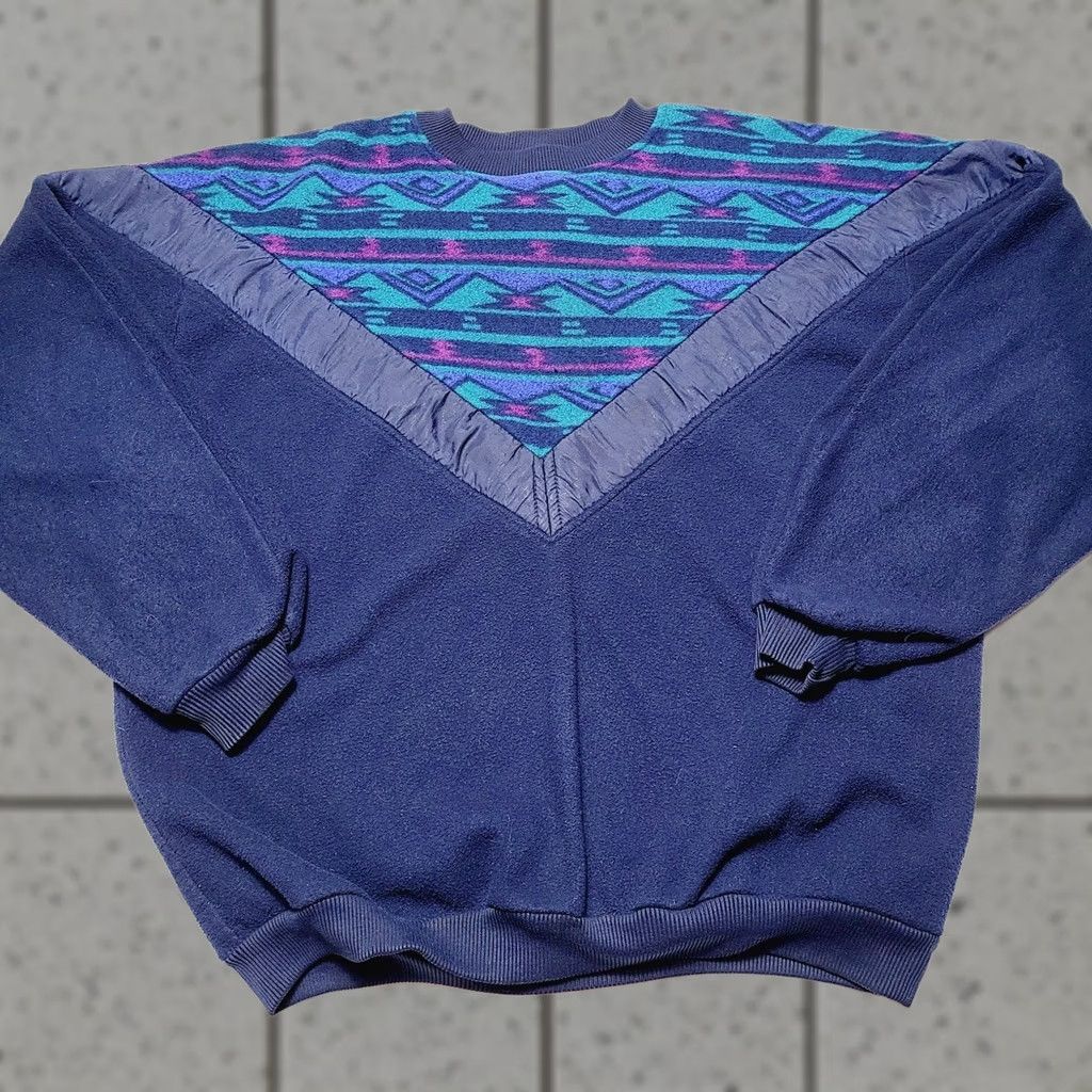 Pierre Cardin VINTAGE Pierre Cardin Pullover Long Sleeve Sweater Aztec Men's XL 90s Azul Blue Patterned Solid Logo Pockets Casual Workwear Mens Size US XL / EU 56 / 4 - 1 Thumbnail