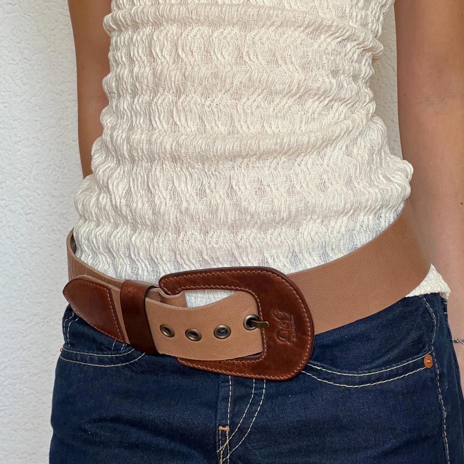 Dolce & Gabbana D&G Tan Belt with Big Buckle Energy Size ONE SIZE - 1 Thumbnail