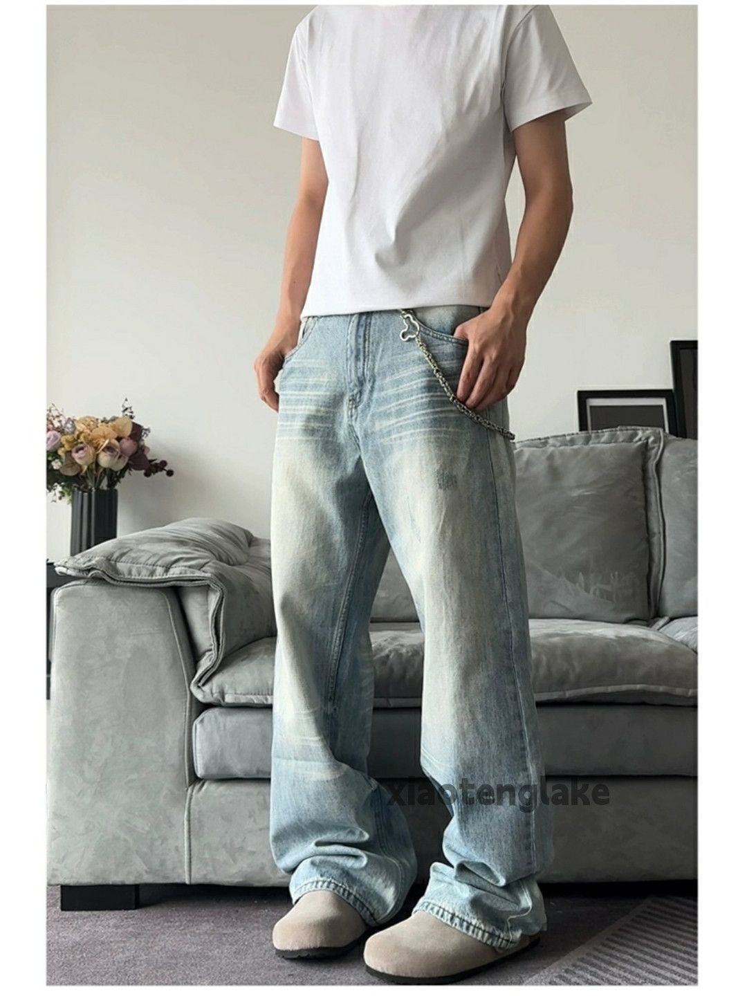 Jean × Vintage washed faded cleanfit yuppie loose baggy jeans Size US 30 / EU 46 - 2 Thumbnail