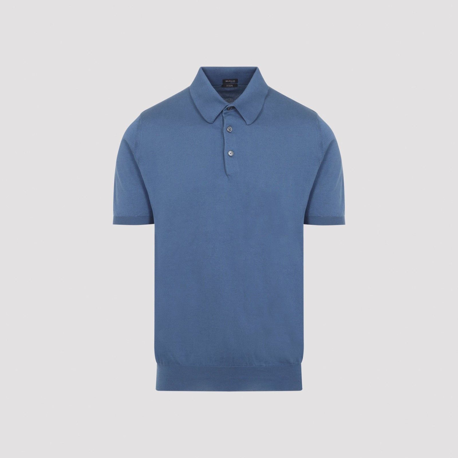 KITON Blue Cotton Polo Shirt New )