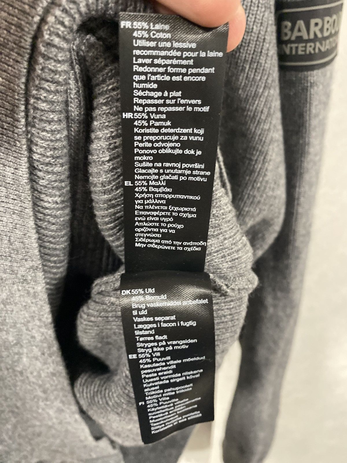 Barbour Barbour International Grey Wool/Cotton Blend Sweater Size: L Size US L / EU 52-54 / 3 - 7 Thumbnail