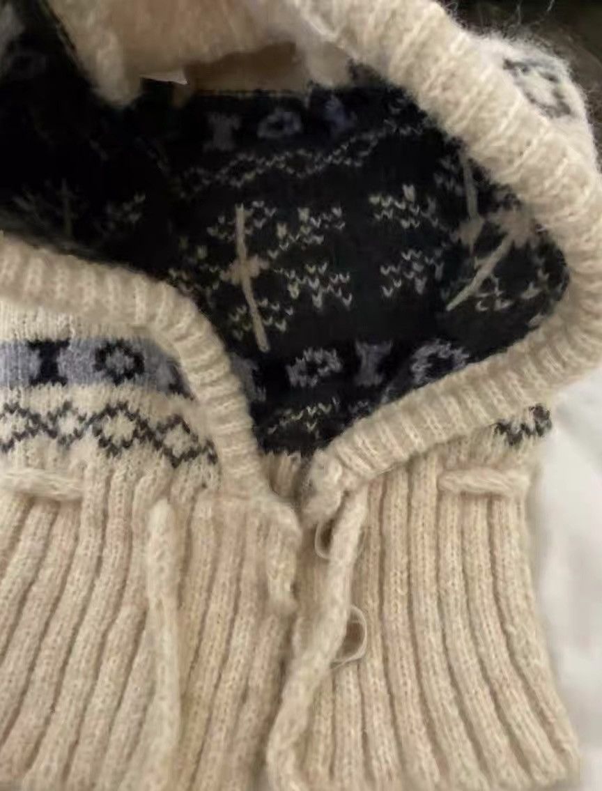 Japanese Brand Outdoor retro vintage y2k snowflake knit hooded cowl scarf Size ONE SIZE - 5 Thumbnail