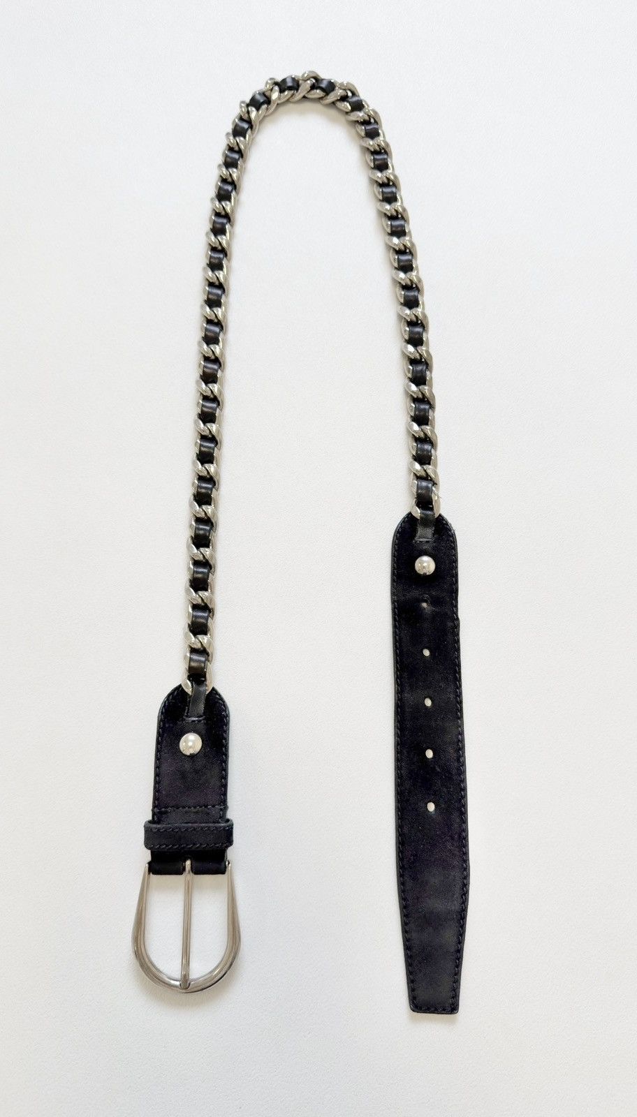 Miu Miu Early 2000s Black Suede Metal Chain Belt Size ONE SIZE - 9 Thumbnail