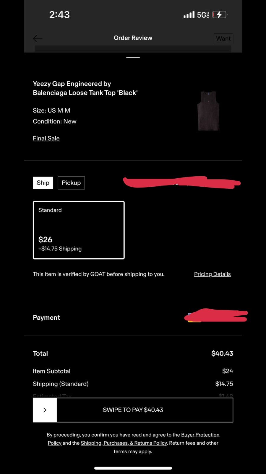 Balenciaga × Gap × Yeezy Yeezy X Gap Engineered By Balenciaga Loose Tank Top "Black" Size US L / EU 52-54 / 3 - 4 Thumbnail
