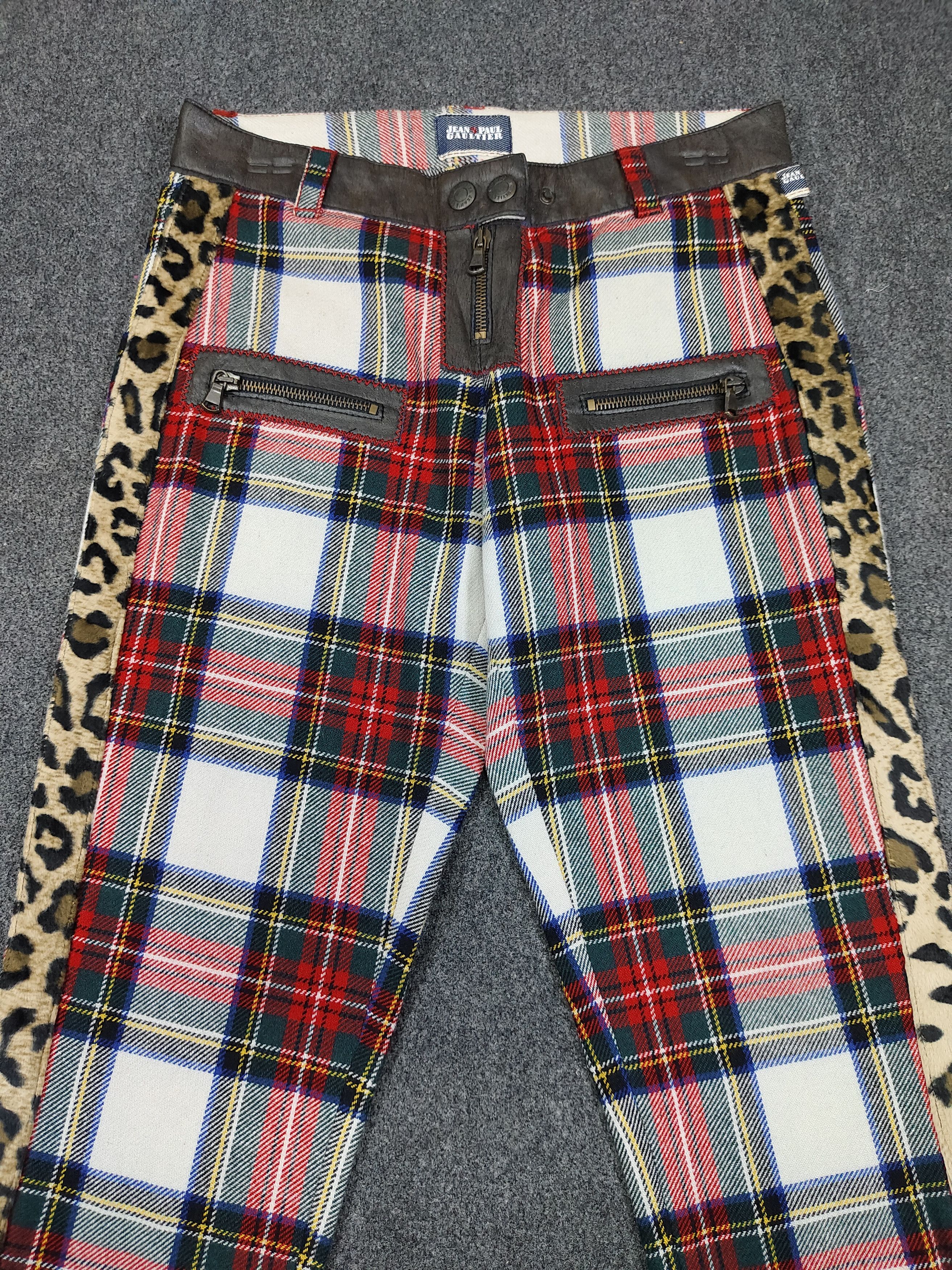 Jean Paul Gaultier 00s JPG❤️‍🔥Plaid Leopard Hybrid Glam Rock Punk Statment Size 29" - 2 Thumbnail