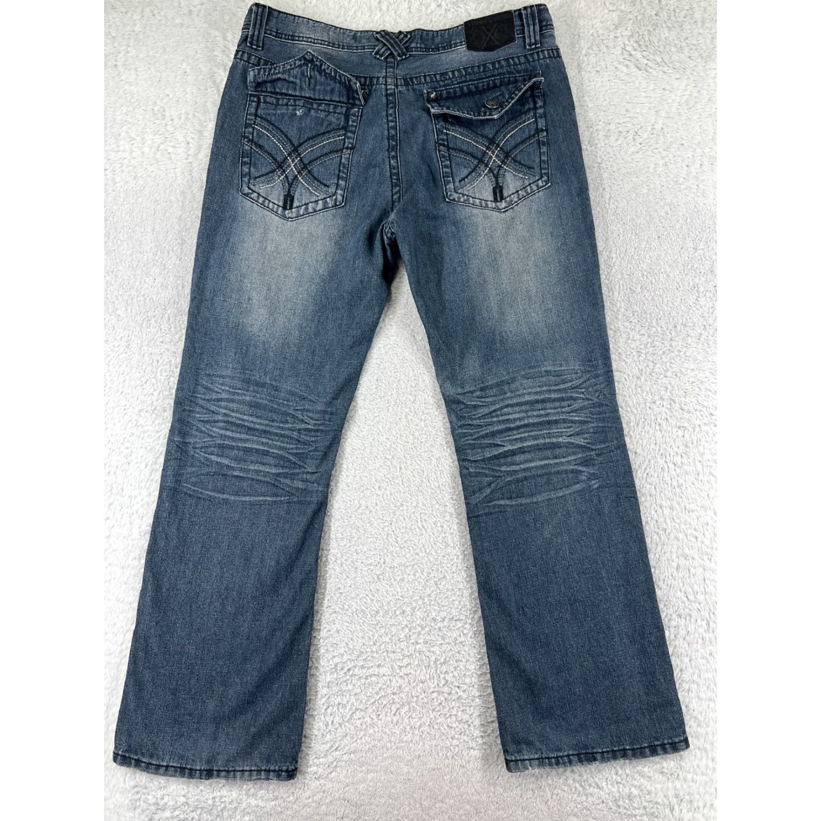 Vintage Xtreme Couture Jeans Womens 36 Blue Denim Bootcut Distressed Embroidered 5-Pocket Regular Inseam 30 Size 25" / US 0 / IT 36 - 2 Thumbnail