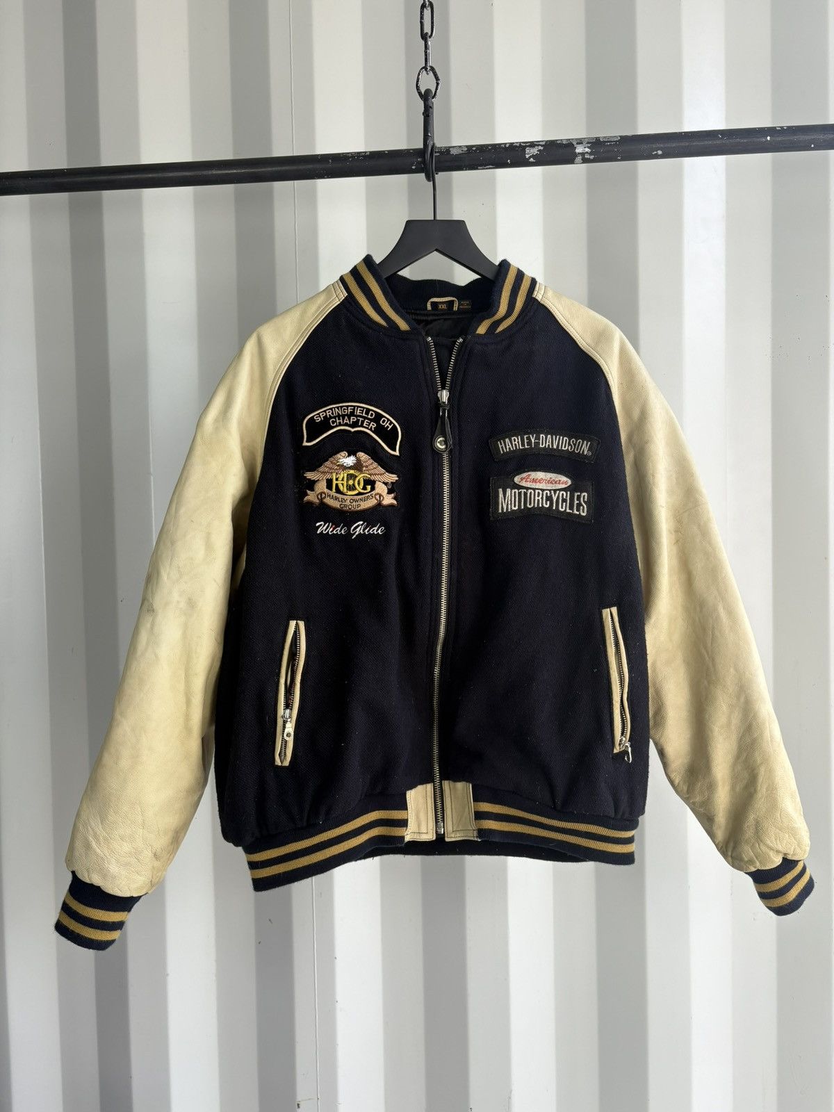 Harley Davidson Harley Davidson Varsity Wool Leather Jacket GRUNGE THRASHED Size US XXL / EU 58 / 5 - 5 Thumbnail