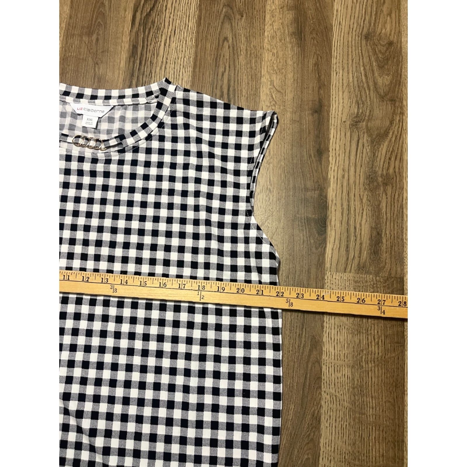Liz Claiborne Liz Claiborne Tank Top Women's XXL Black White Plaid Sleeveless Casual Modern 2XL Womens Size XXL / US 16-18 / IT 52-54 - 6 Thumbnail