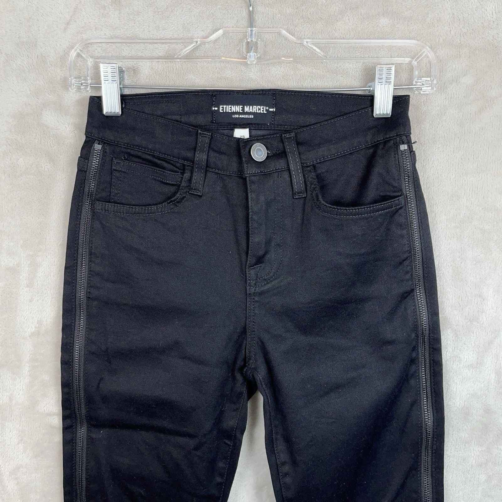 Other Etienne Marcel EM 1080 Side Zip Moto Skinny Black Jeans 25 Size 25" / US 0 / IT 36 - 1 Thumbnail