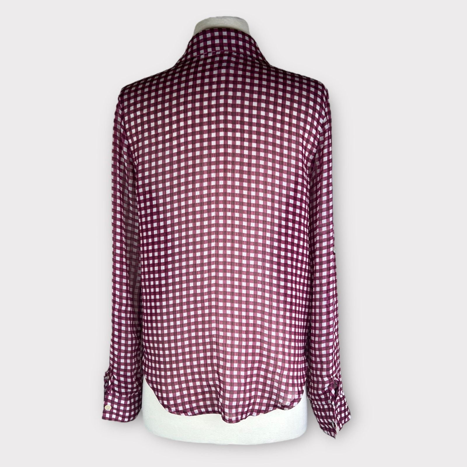 American Rag American Rag | Roll Tab Sleeve Hi Low Sheer Plaid Blouse | S Size S / US 4 / IT 40 - 3 Thumbnail