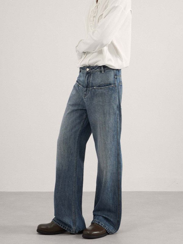 Japanese Brand Men's American high-street patchwork flared washed jeans Size US 32 / EU 48 - 4 Thumbnail