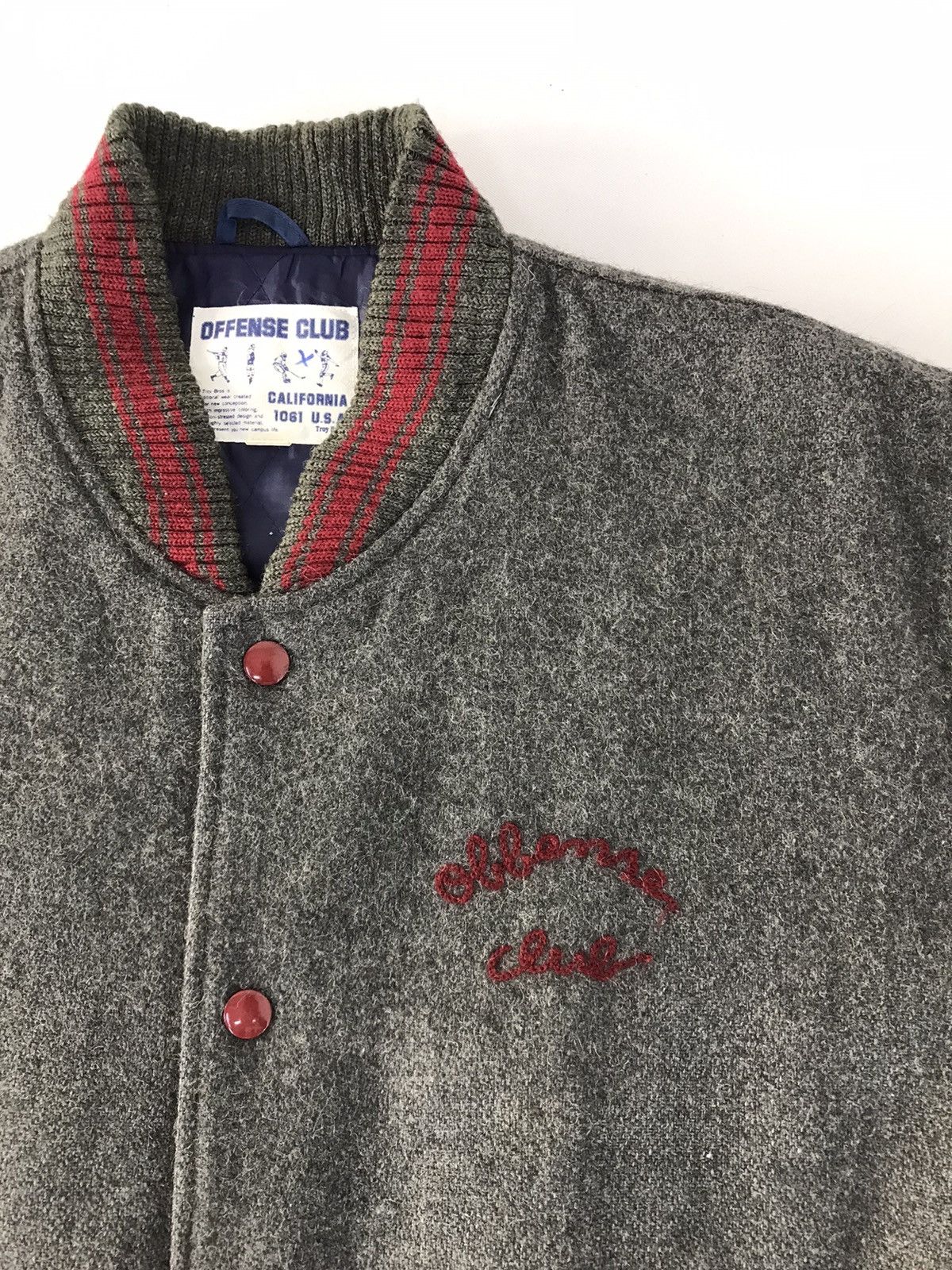 Vintage Vtg Varsity jacket Wool Distressed OffenseClub Troy Bros Size US XL / EU 56 / 4 - 4 Thumbnail