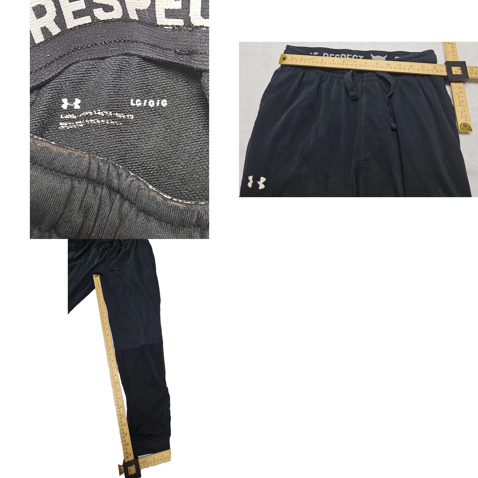 Under Armour Under Armour Men’s Large Black Jogger Sweatpants Logo Athletic Tapered Fleece Cotton Blend Pockets Drawstring Gym & Training Mens Size US 33 - 8 Thumbnail