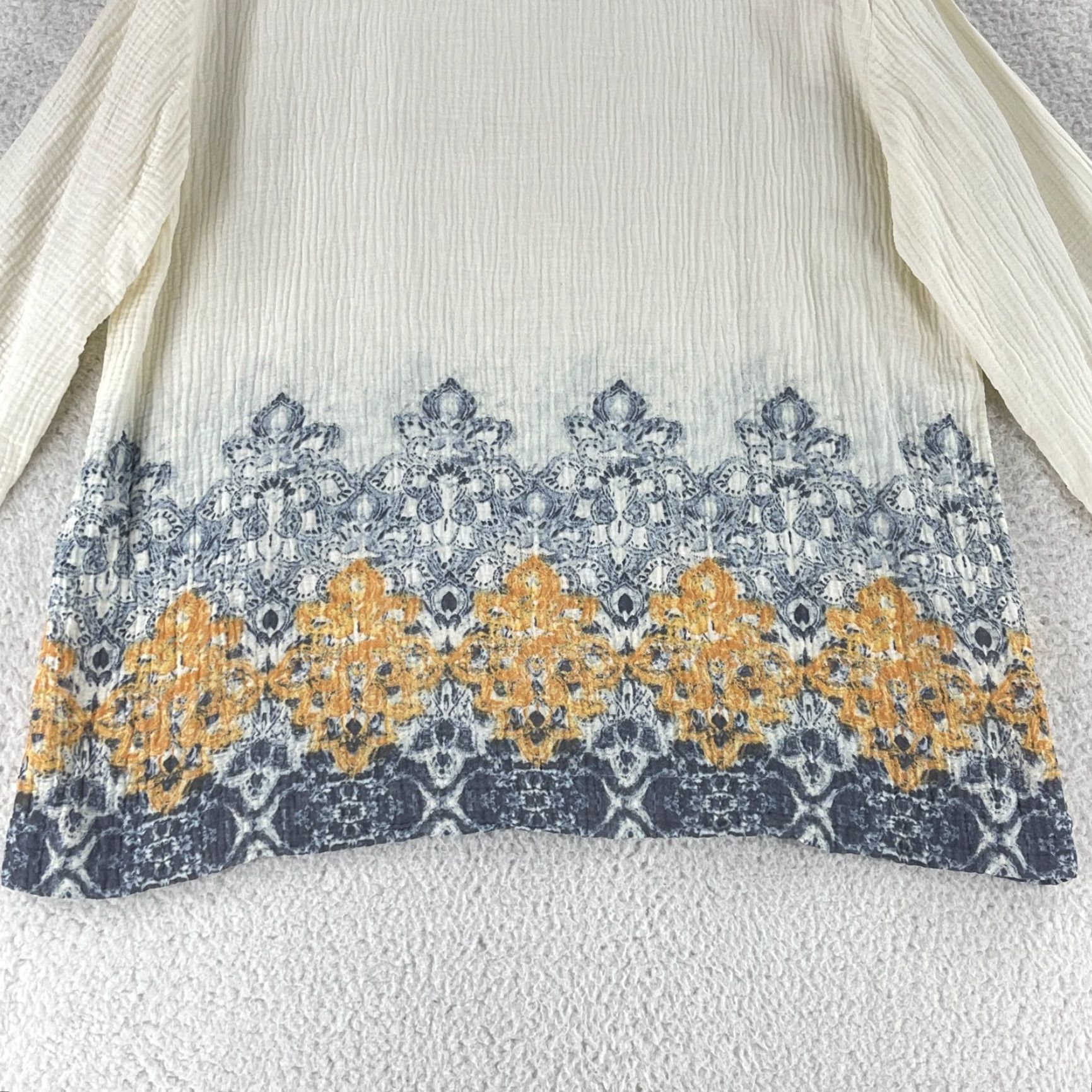 J. Jill J. Jill Tunic Shirt Womens XL Ivory Geo Print Long Sleeve Pullover Texture Size XL / US 12-14 / IT 48-50 - 4 Thumbnail