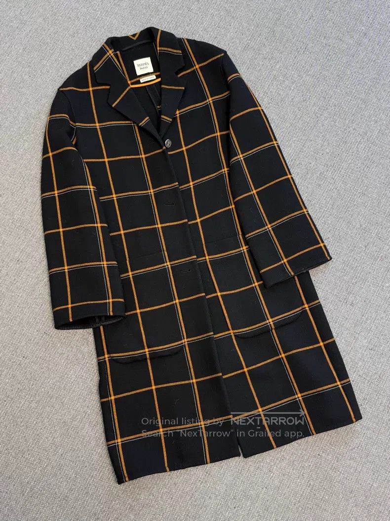 Hermes Hermes Plaid mid-length coat Size XXS / US 00 / IT 34 - 1 Thumbnail