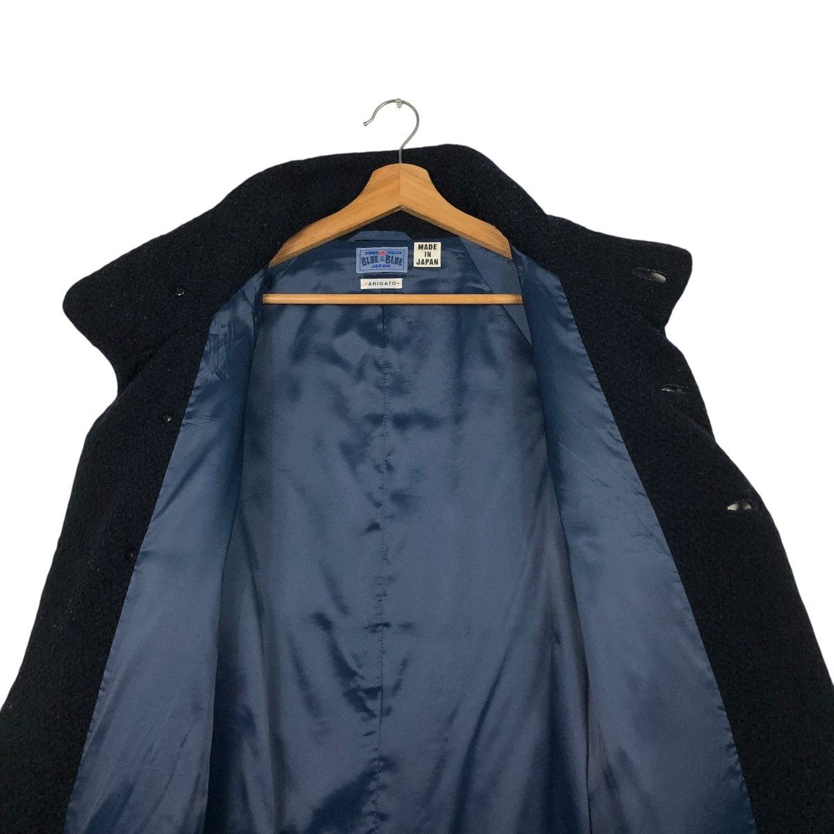 Blue Blue Japan 🔥VINTAGE WOOL JACKET TURTLE COLLAR BLUE BLUE JAPAN ARIGATO Size US M / EU 48-50 / 2 - 16 Thumbnail