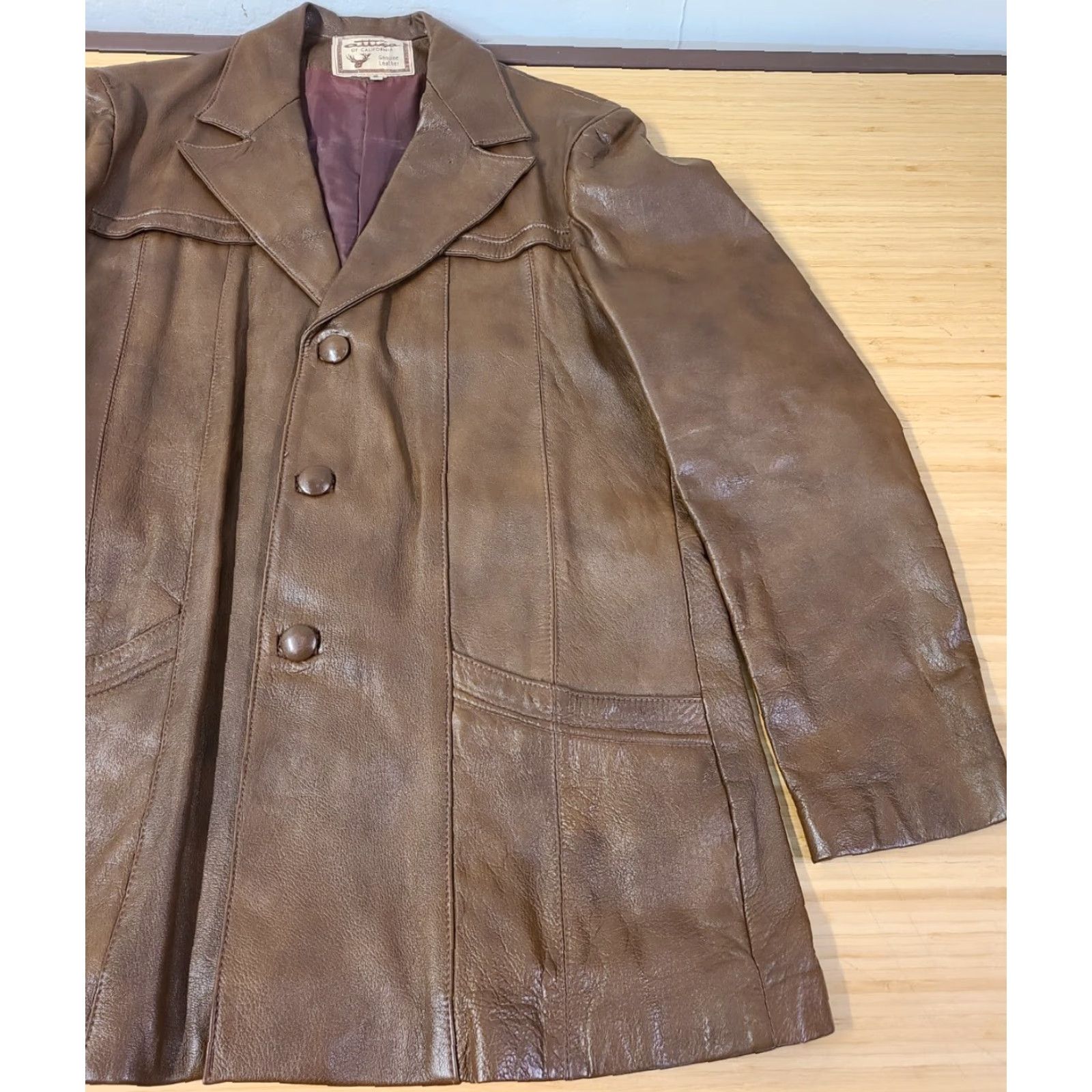 Vintage VINTAGE Attica of California Leather Jacket Snaps Brown Men’s 48 Size US M / EU 48-50 / 2 - 2 Thumbnail