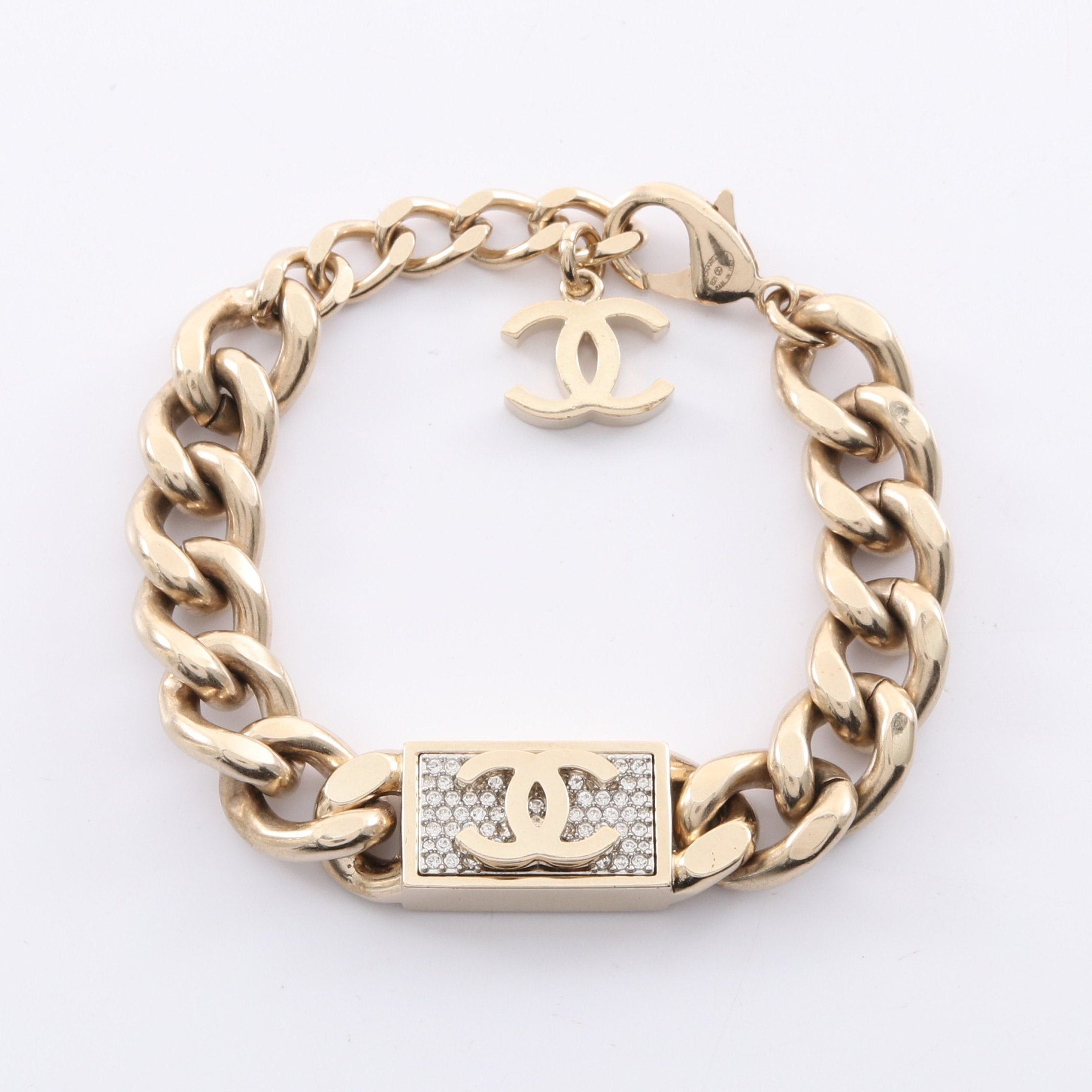 Chanel Chanel Coco Mark Bracelet Gold Rhinestone Clear B21C Size ONE SIZE - 1 Thumbnail