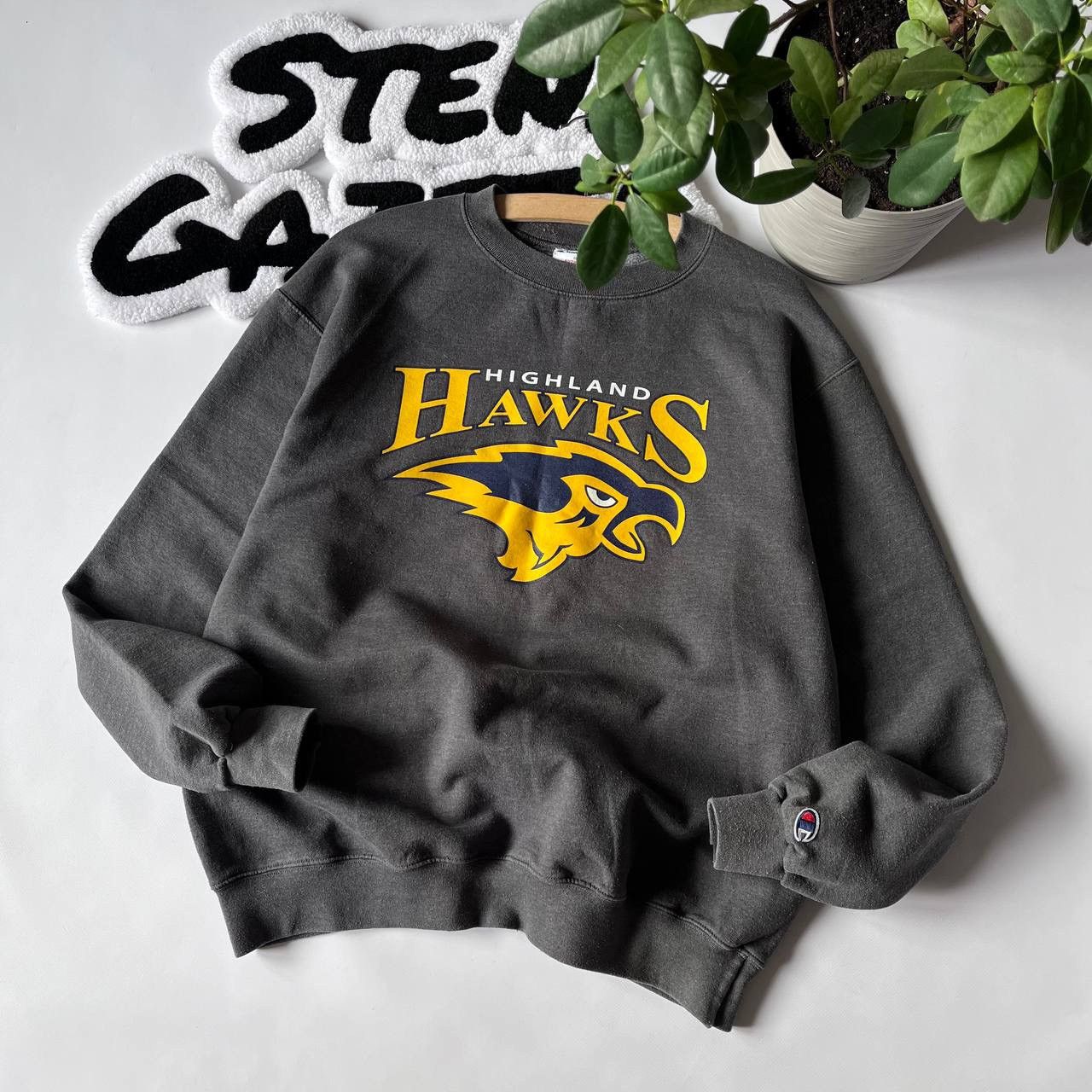Champion × Vintage Champion Highland Hawks Sweatshirt Basketball University Size US L / EU 52-54 / 3 - 3 Thumbnail