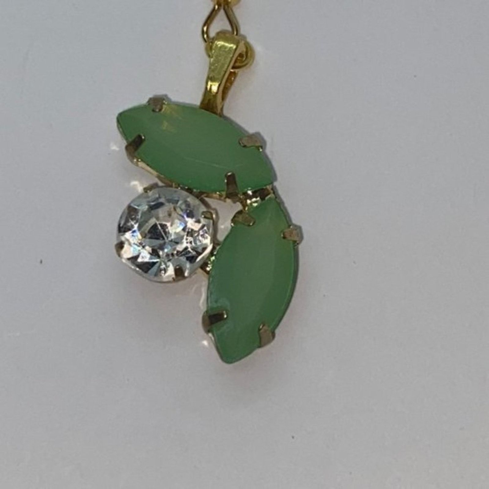 Handmade Green Clear Gold-Tone Rhinestone Dangle Earrings Size ONE SIZE - 7 Thumbnail