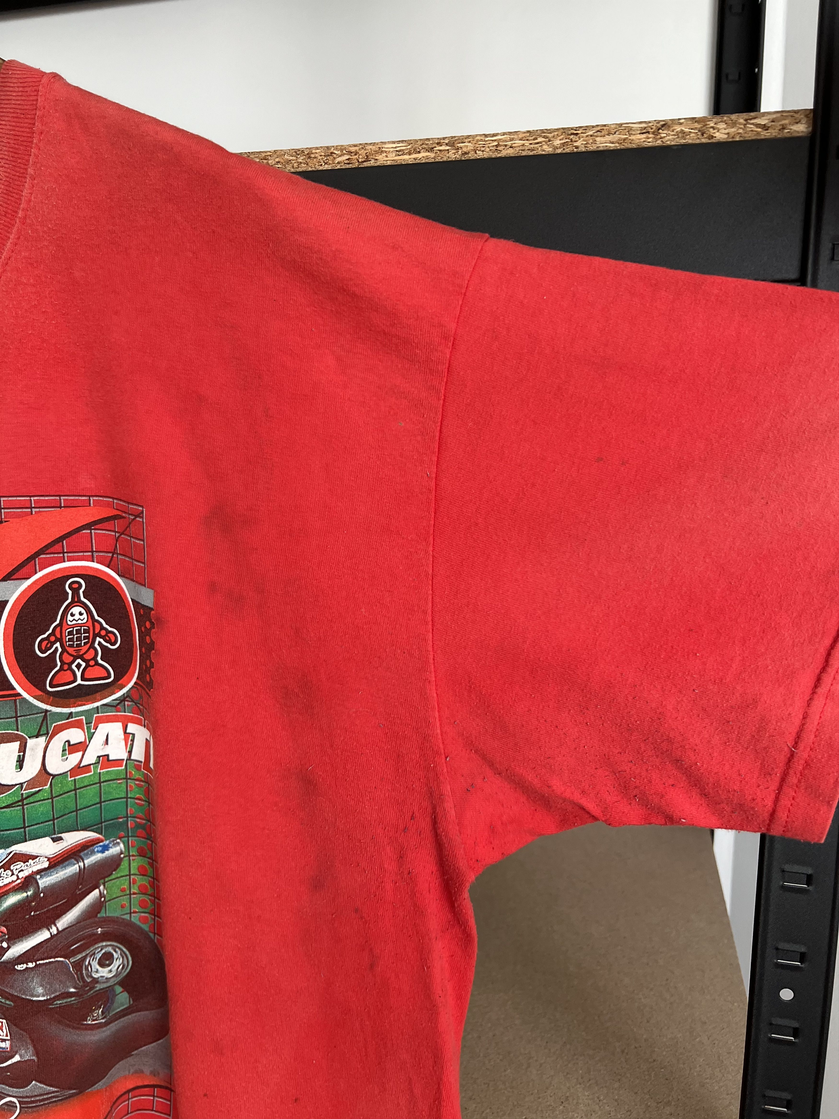 Vintage Vintage 90s Ducati Steve Hislop #7 Moto Racing Red T-shirt Size US XXL / EU 58 / 5 - 12 Thumbnail