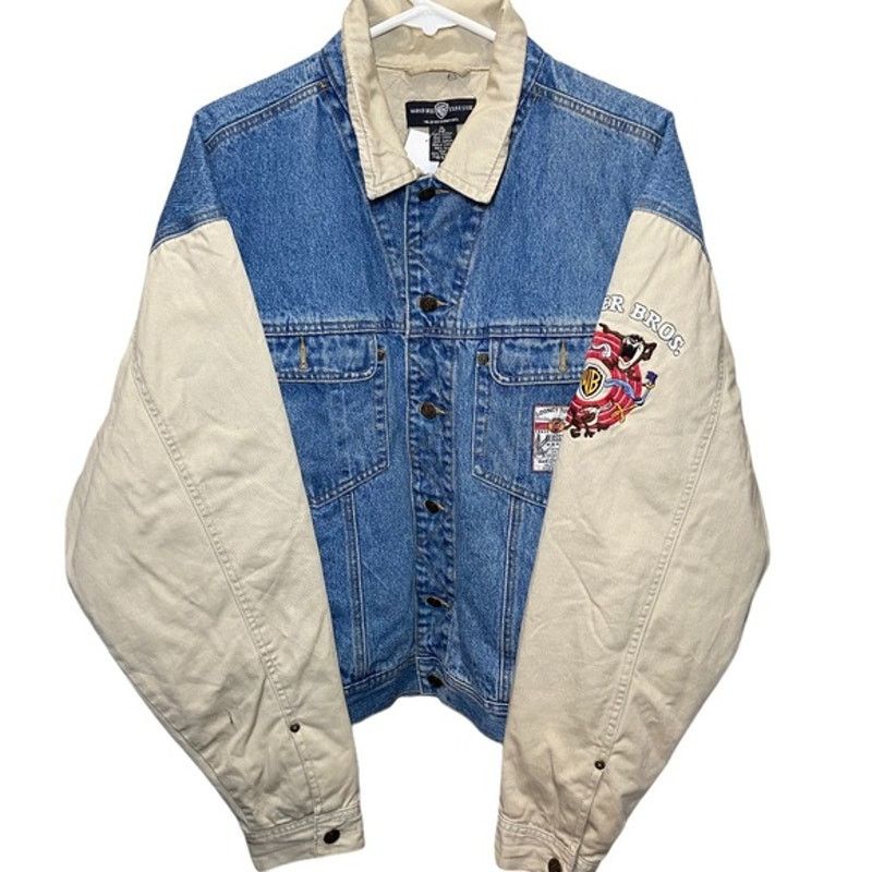 Vintage '96 Looney Tunes Men's Denim Varsity Jacket deals Sz XXL