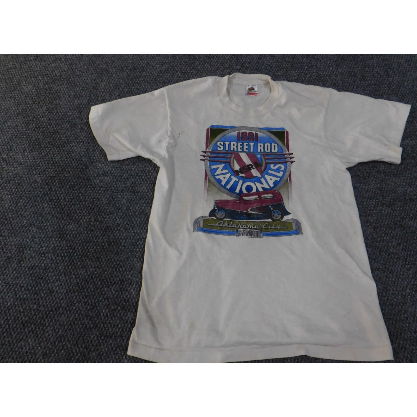 Fruit Of The Loom VINTAGE 1991 Street Rod Nationals Shirt Mens Large Oklahoma City NSRA Made USA Shirt Size US L / EU 52-54 / 3 - 3 Thumbnail