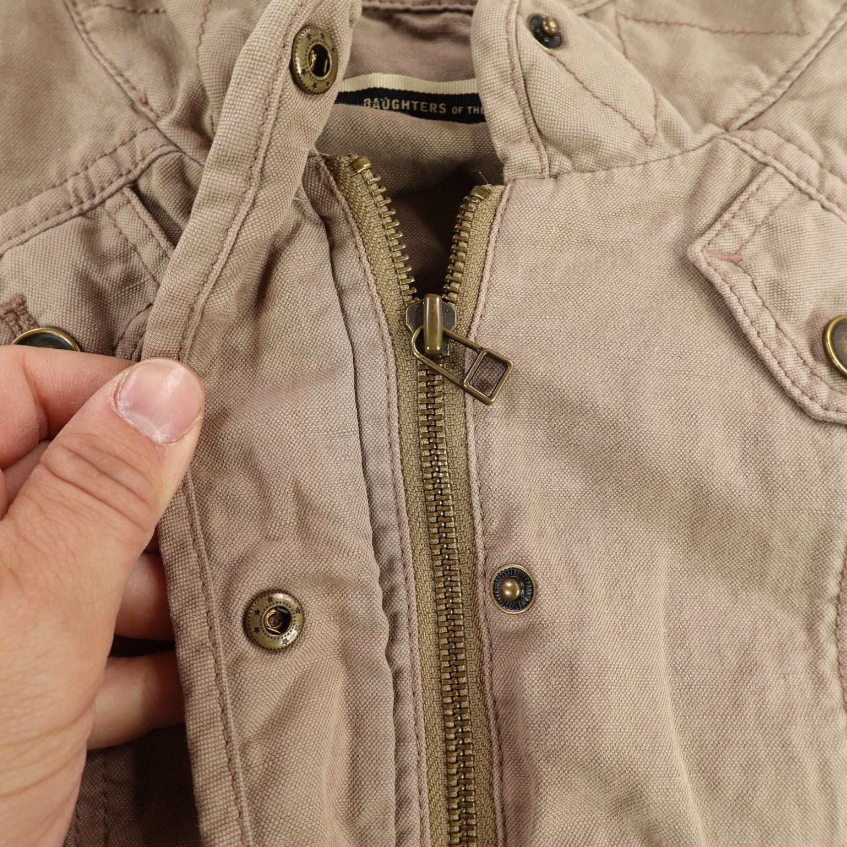 Anthropologie Anthropologie Daughters of the Liberation Beige Military Jacket Womens 2 Lightweight Zip Up Coat Size XS / US 0-2 / IT 36-38 - 4 Thumbnail