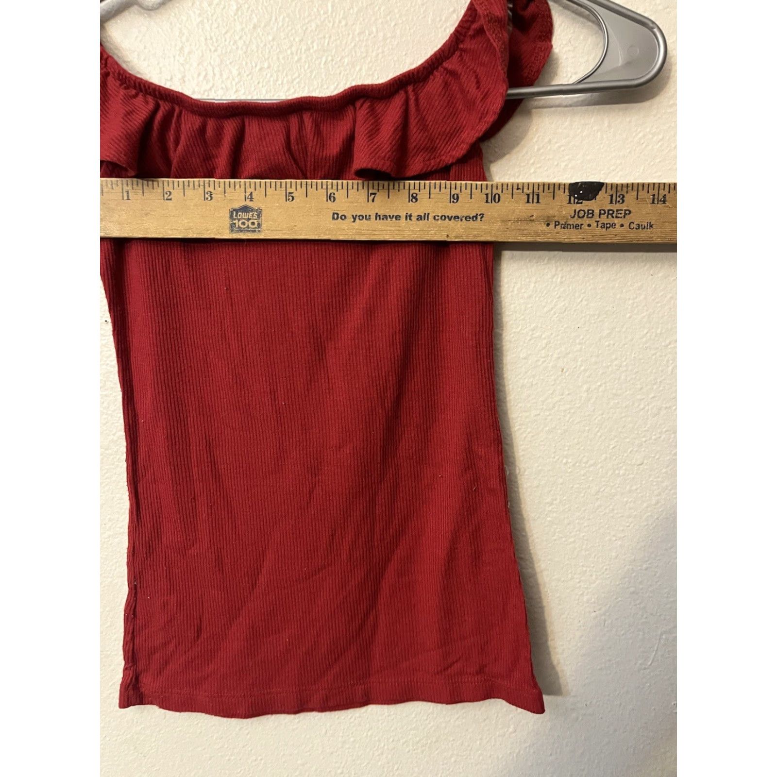 Aeropostale Aeropostale Red Ribbed Off-Shoulder Lace-Up Crop Top Size XS Size XS / US 0-2 / IT 36-38 - 4 Thumbnail