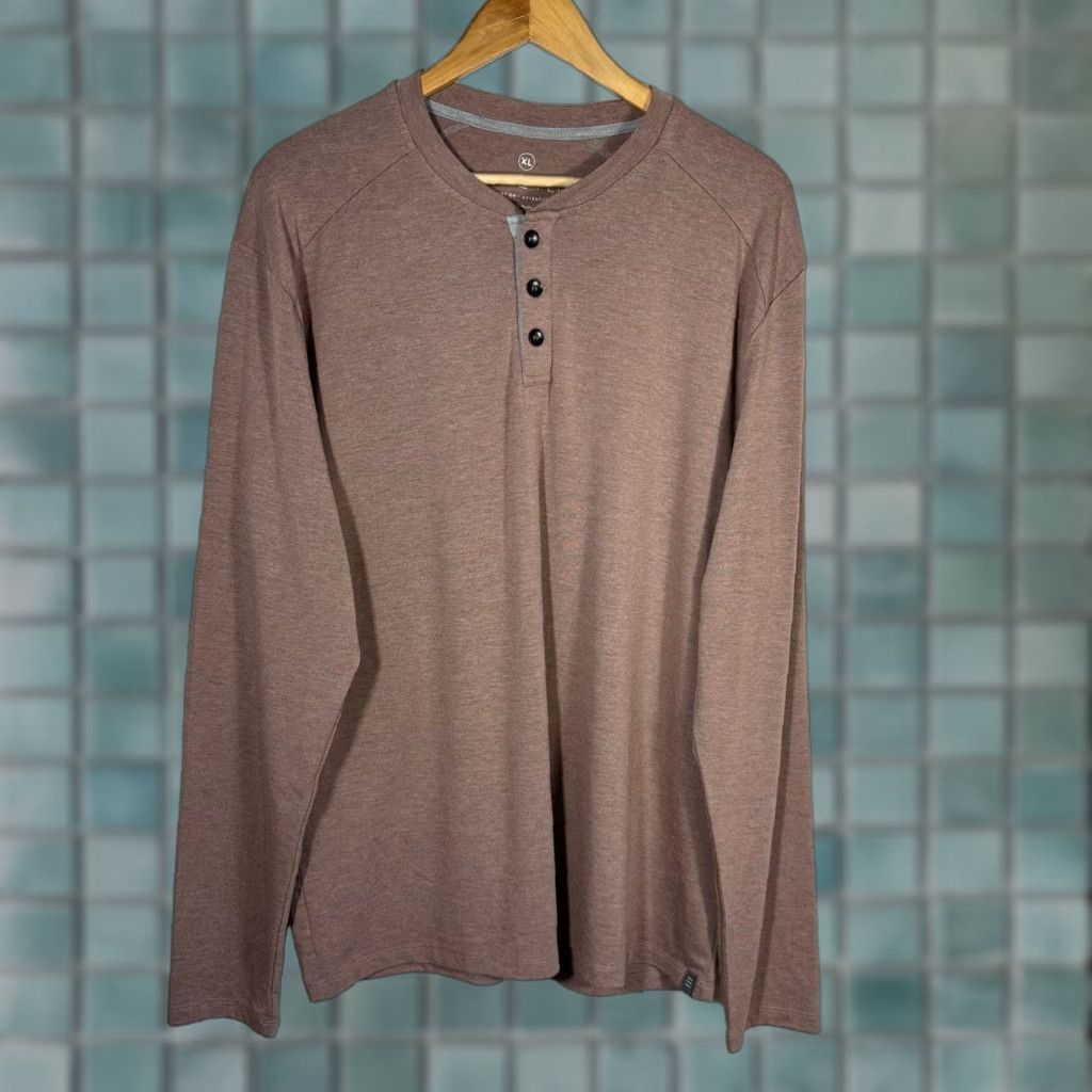 Vintage Free Fly Mens Henley Shirt XL Brown Heathered Raglan Long Sleeve Size US XL / EU 56 / 4 - 1 Thumbnail