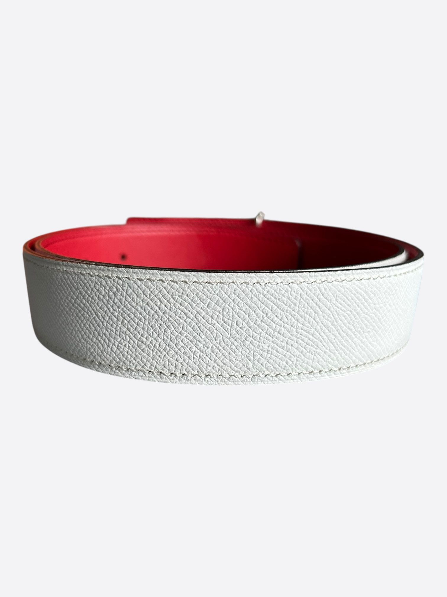 Hermes Hermes White & Red Constance Palladium Reversible Belt Size 30 - 2 Thumbnail