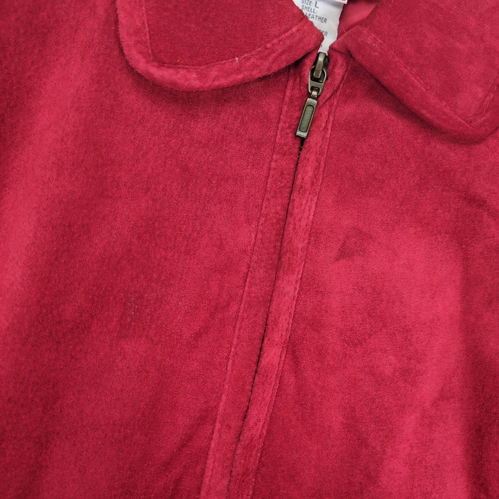 Vintage Chadwick's Women's L Red Suede Leather Full Zip Jacket Size L / US 10 / IT 46 - 8 Thumbnail