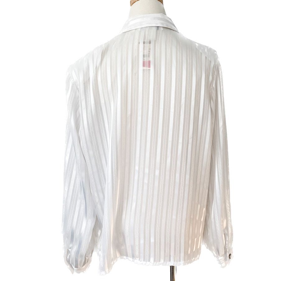 Vintage Vintage sheer stripe peplum decorative button blouse 10/M Size M / US 6-8 / IT 42-44 - 5 Thumbnail