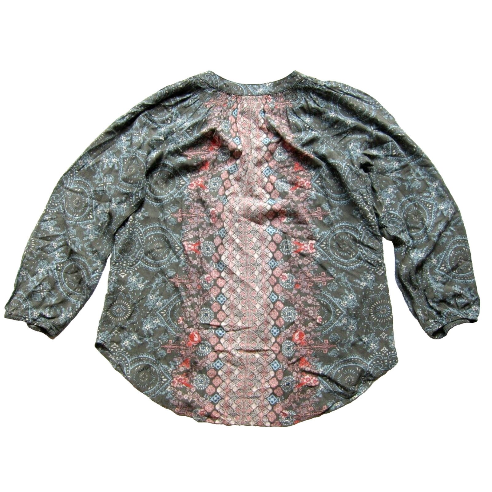 Mason's Mason & Belle Blouse 100% Rayon Green Pink Paisley Floral Long Sleeve Tunic S Womens Colorful 90s style Size S / US 4 / IT 40 - 2 Thumbnail