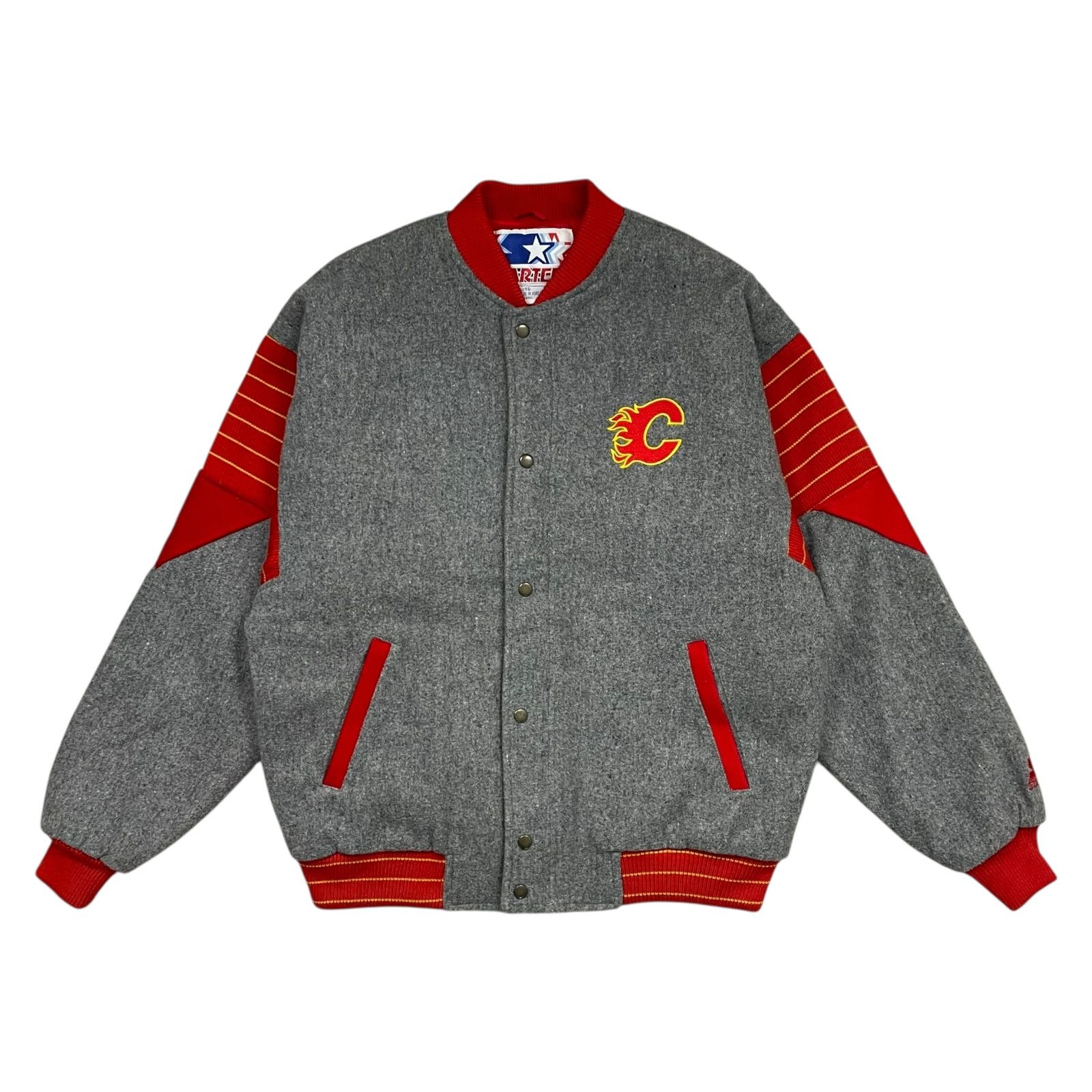 NHL RARE VTG 90s CALGARY FLAMES STARTER WOOL VARSITY JACKET XL Size US XL / EU 56 / 4 - 2 Thumbnail