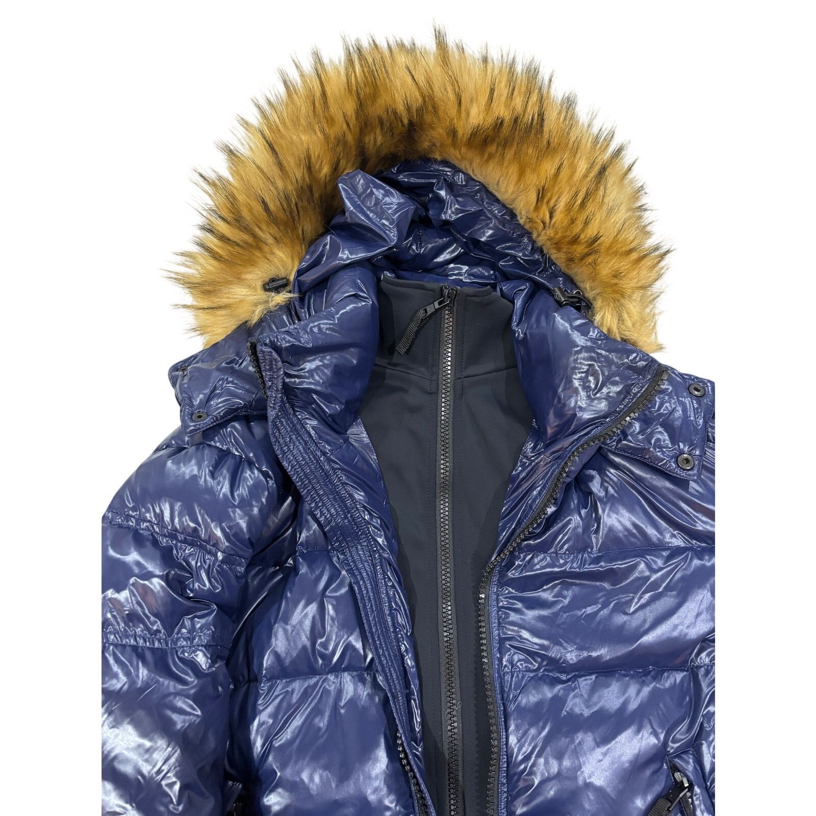 Other *R39 S13 Men's Faux Fur Lined Hoodie Puffer Jacket Navy XL Size US XL / EU 56 / 4 - 6 Thumbnail