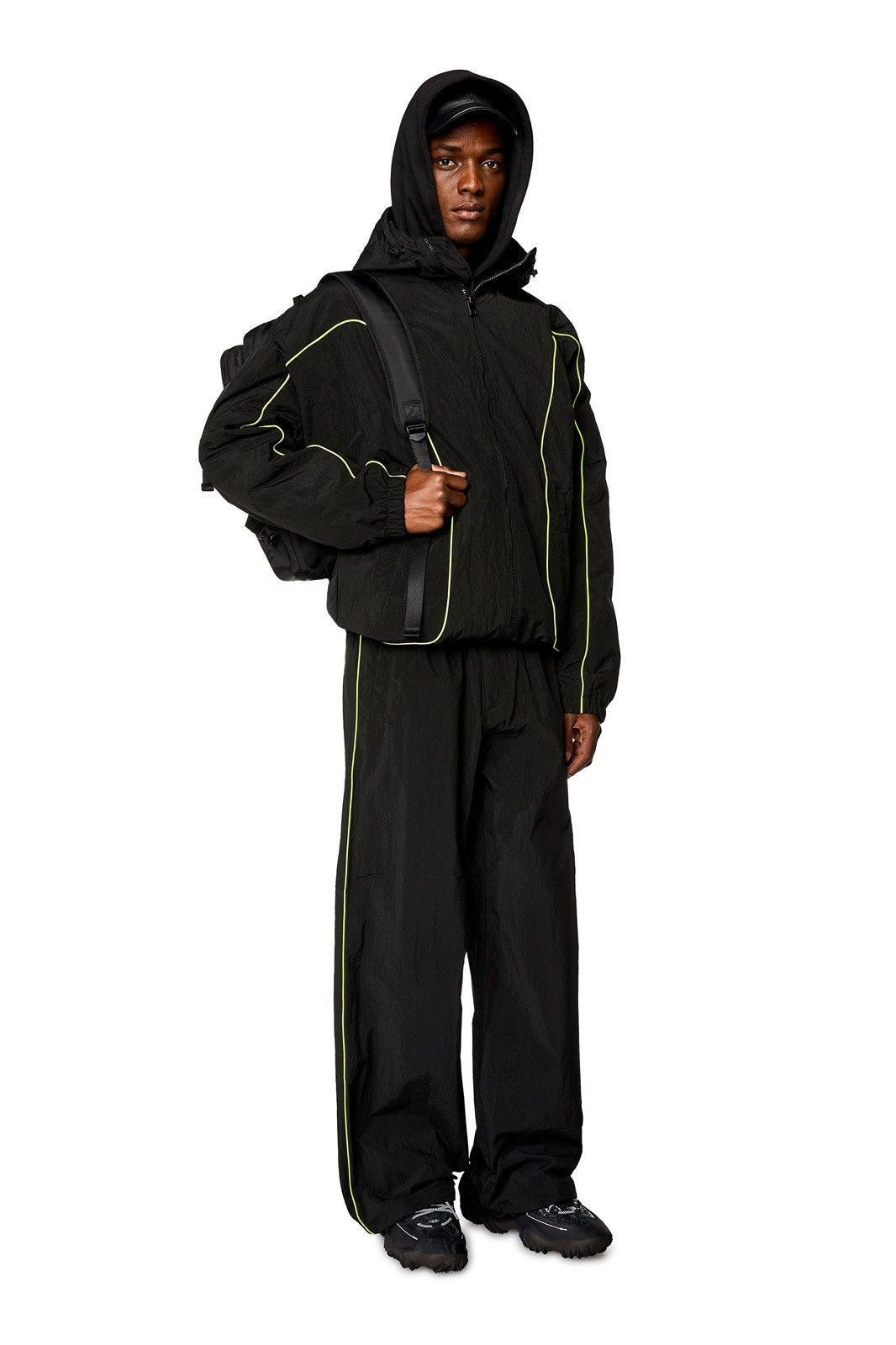 Diesel Diesel Crinkle Nylon Tech Track Pants Black/Neon Size 48 W32 Size US 32 / EU 48 - 19 Thumbnail