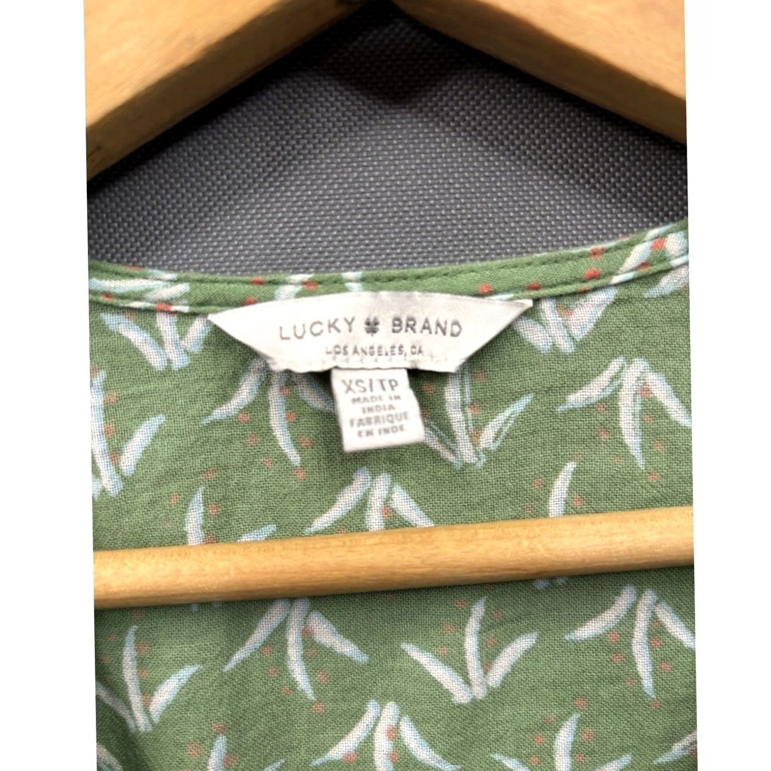 Lucky Brand Lucky Brand Wrap Peplum Top Women Green Botanical Leaf Print Short Sleeve XS Size XS / US 0-2 / IT 36-38 - 8 Thumbnail