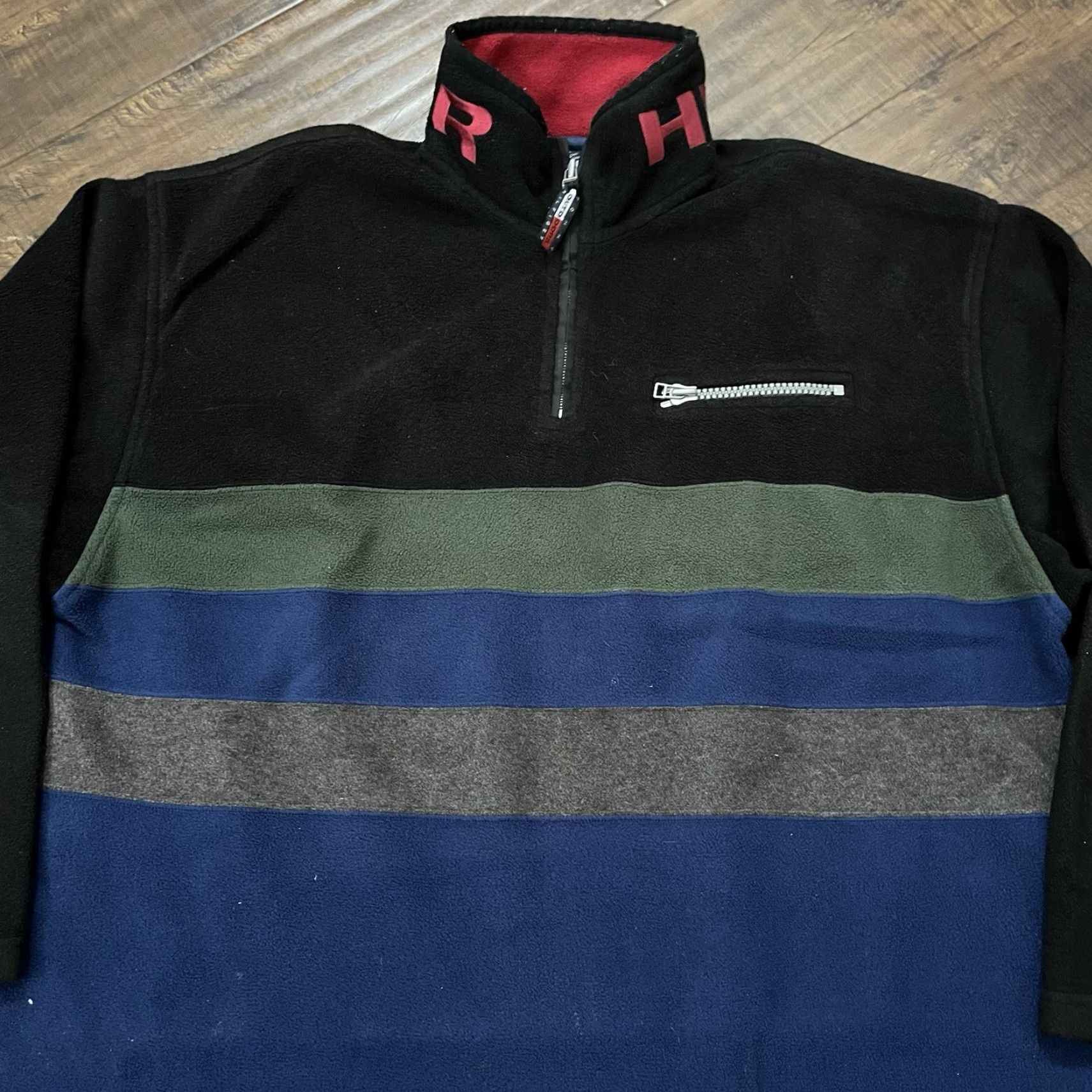 Tommy Hilfiger VTG Tommy Hilfiger Outdoors Big Flag Fleece Quarter Zip Jacket 90s Mens XL Size US XL / EU 56 / 4 - 3 Thumbnail