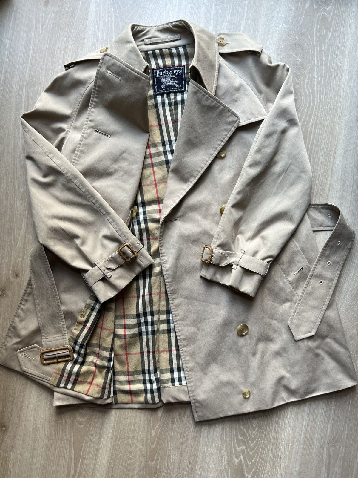 Burberry 80s 90s BurberryS Trench Coat Made in England Nova Check Size S / US 4 / IT 40 - 1 Thumbnail