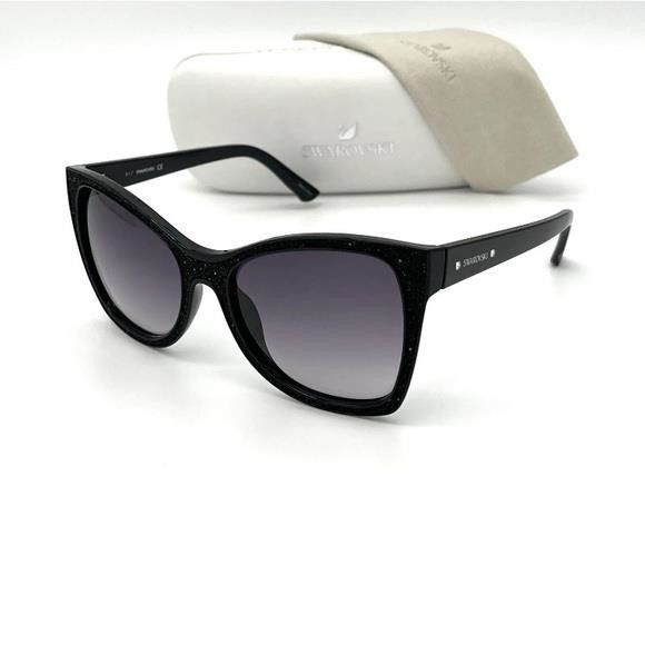 SWAROVSKI SK0109 001 Black / Dark Gray 56mm Sunglasses