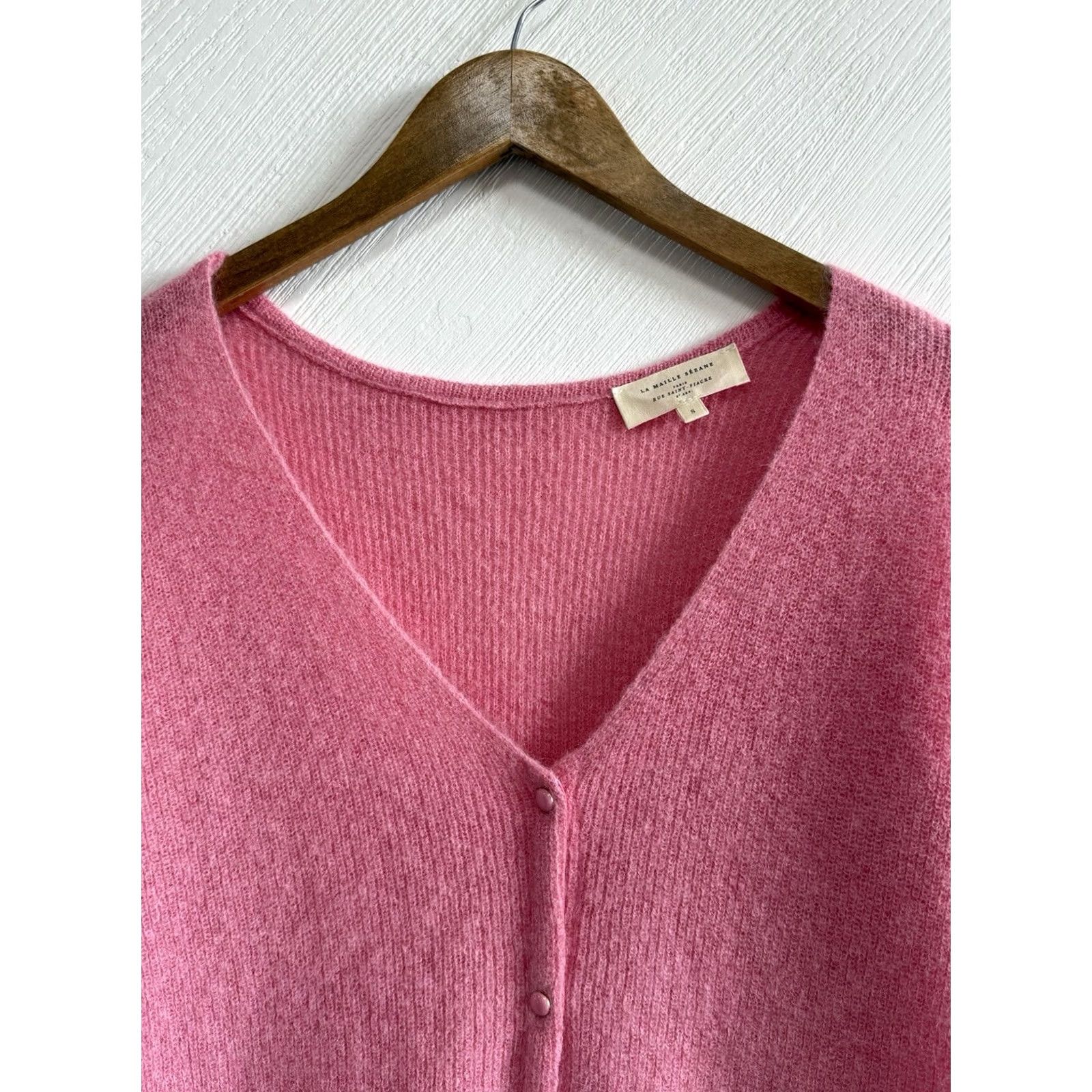 Vintage SEZANE PARIS LA MAILLE WOOMEN’S CARDIGAN SWEATERS PINK WOOL LUXURY RARE Size S Size S / US 4 / IT 40 - 4 Thumbnail