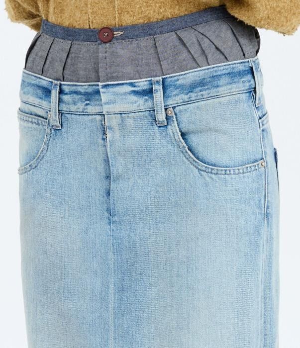 Maison Margiela o1bcso1str0526 Long Denim Skirt in Light Blue Size 25" / US 0 / IT 36 - 8 Thumbnail