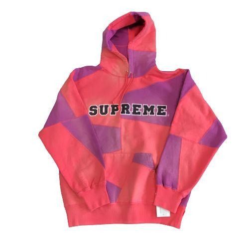 Supreme Supreme Patchwork Bright Coral Pink Hoodie - Size Medium Size US M / EU 48-50 / 2 - 1 Thumbnail